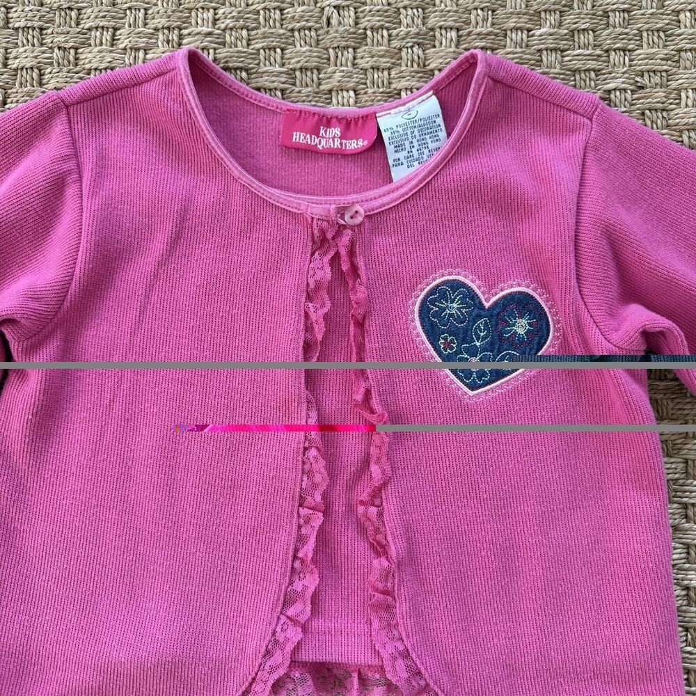 Vintage Kid’s Headquarters Girl’s Pink Sweater Top Size 6 With Embroidery Heart - Picture 2 of 11